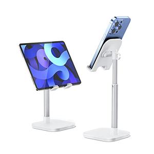 Cell Phone Stand, Adjustable Height Phone Stand for Desk, Eye Level Desktop Phone Holder Compatible with iPhone, Pro Max, Samsung, and All Mobile Phones up to 10''