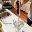 Maestri House Rechargeable Milk Frother with Stand, LunaFro Handheld Electric Foam Maker Waterproof Detachable Stainless Steel Whisk Drink Mixer Foamer for Lattes, Cappuccino (Black)