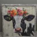 Black and White Cow Wood Wall Art: Country Framed Artwork Rustic Cow Painting Farmhouse Picture Decoration for Living Room Bedroom Bathroom Kitchen Office Ready to Hang