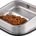 Nicelock Stainless Steel Dog Bowl, Slanted Dog Bowls, Tilted Angle Bulldog Feeder, Non-Slip & Non-Spill & Premium Material & Easier to Eat, for Flat-Faced Dog Breeds or Cats