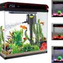 5 Gallon Fish Tank, Betta Fish Tank Small Aquarium Starter Kits Self Cleaning with 3 Types of LED Lights and Filter Water Pump, Ultra Quiet Decoration Kids Room Gift with Glass Aquarium