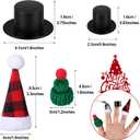 WILLBOND 120 Pcs Christmas Mini Santa Hat for Crafts Tiny Knit, Plastic and Plaid Hats Set Xmas Decoration for Christmas Tree Ornaments DIY Art, 6 Styles
