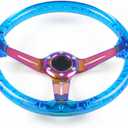 13.8Racing/Golf Cart Steering Wheel for Club Car DS and Club Car Precedent EZGO Yamaha 6 Bolts Neo Chrome Spokes Racing Sports Steering Wheel