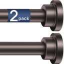 ENJOYBASICS 2 Pack Adjustable Spring Tension Curtain Rods 32 to 66 Inches, Stainless Steel Bronze Shower Rod No Drilling for Window, Bathroom, Closet, Room Divider, 7/8" Diameter