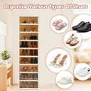 Collapsible Shoe Rack Organizer Foldable Shoe Cabinet with Doors, Large Plastic Folding Shoe Cabinet, Easy Assembly Shoe Shelves Organizer for Entryway (9Tiers,18Pairs)