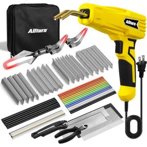 Allturn Plastic Welder, 2 in 1 Plastic Welding Kit, Hot Staples Weld Gun, Car Bumper Repair Kit for Most Plastics, Patent Number D970324(Yellow)