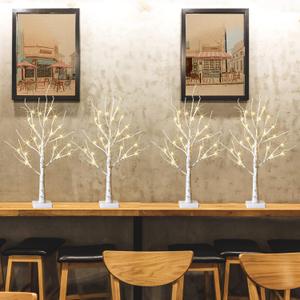 PEIDUO Easter Decorations for Home, 2FT Easter Tree with LED Lights, Warm White Lights, Fairy Light Spirit Tree for Room Inside Fireplace Decor, Battery Powered, Timer (4PK)