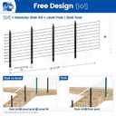 Muzata 12-16FT Modular Black Side Mount Cable Railing Kit 36 Inch 4 Stair Post Kit Complete Set Cable Railing System for Stairs Length Adjustable Easy DIY with Paper User Guide (No Handrail) RW29, 12-16ft Stair post kit