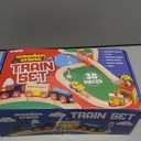 Play22 Wooden Train Set Toddler Toys - 38 Pieces Wood Train Track Set for Toddlers 3-4 Years with Crane, Bridge & Accessories