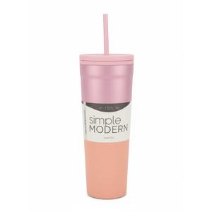 Simple Modern Insulated Tumbler with Lid and Straw | Iced Coffee Cup Reusable Stainless Steel Water Bottle Travel Mug | Gifts for Women Men Her Him | Classic Collection | 24oz | Blush