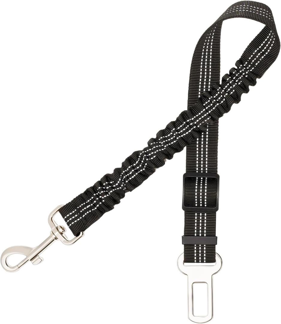 2 x Dog Seat Belt for Car - Adjustable Dog Car Safety Harness, Elastic Cushioning Seatbelt Leash, Reinforced Metal Buckle Anti-Tangle Design, for Small and Medium Pets (Black)