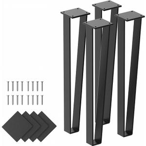 Orgerphy 16 inch Black Bench Legs Set of 4| Triangle-Shape Heavy Duty Table Legs Furniture Legs| Black Metal for Sofa Couch Dresser| Metal Legs for Coffee Table (16 inch)