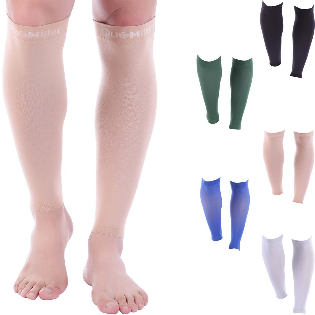 Doc Miller Calf Compression Sleeve for Men & Women Footless Compression Socks, Knee High 30-40 mmHg, Shin Splint Relief, Leg Compression Sleeves for Running, Swelling, Nurses, Varicose Veins, 1 Pair medium
