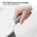 OVENTE 5pcs Scrub Brush Set with Wiper & Dustpan, Scrubbing Brushes for Household Use with Ergonomic Handle & Stiff Bristles Ideal for Cleaning Kitchen, Bathroom, Dishes, Tiles & Sink, White CTB018WGY