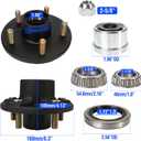 BuleVina 1 Set Trailer Wheel Idler Hub Kits, 5-Hole, 4.75'' Bolt Circle Idler Hub for 3500 lbs Axle, Suit 1-1/16" to 1-3/8" Spindle, 5x4.75 Idler Hubs Bearing Kits Replacement fits for Dexter ALKO