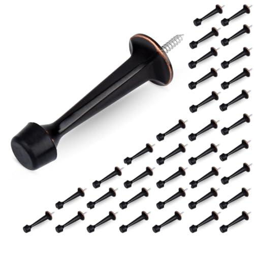 HOMOTEK 23Pack Heavy Duty Solid Rigid Door Stop with Soft Rubber Tip, Zinc Die Cast Door Stopper Protect Wall & Door, Oil Rubbed Bronze