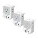 TESSAN European Travel Plug Adapter USB C 1 Pack, US to Europe Plug Adapter with 4 AC Outlets 3 USB Ports, Type C Power Adaptor for USA to EU Euro Spain France Iceland Italy Germany Greece