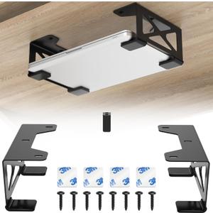 Woiron Under Desk Laptop Mount, Metal Under Desk Shelf Holder Compatible for MacBook,Mini PC,Xbox Series S,Xbox One S/X, Under Laptop Storage Mount