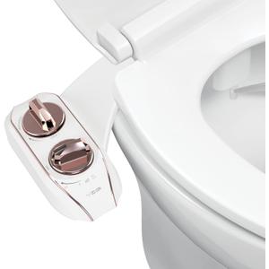 LUXE Bidet NEO 120 Plus - Single Nozzle, Non-Electric Bidet Attachment for Toilet Seat, Patented Slide-In Install, 360 Self-Clean, EZ-Lift to Clean, Rear Wash (Rose Gold)