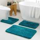 MIULEE Bathroom Rugs Sets 3 Piece Including U Shaped Toilet Rug - Soft Absorbent Bath Mats Set with Non Slip Rubber Backside, Machine Washable - Teal, 20"x30"+16"x24"+U 20"x24"