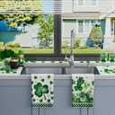 XCHI Lucky Watercolor Green Shamrocks Clovers Coins St. Patrick's Day Kitchen Towels Dish Towels 18x26 Inch Home Kitchen Decorations Hand Towels Set of 2 Drying Dishcloth