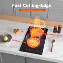Empava 3000W Electric Cooktop 2 Burner, Built in Infrared Electrical Stove Top for Kitchen, 208~240V Hard Wired, No Plug, ETL Certified, Black, 12" 2 Burners