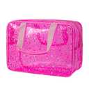 RSRSLEII Clear PVC Star Large Cosmetic Bag, Transparent Large Zippered Opening Makeup Bag, Portable Waterproof Travel Bag with Handle, Gym, Swimming and Beach Bag (02Black)