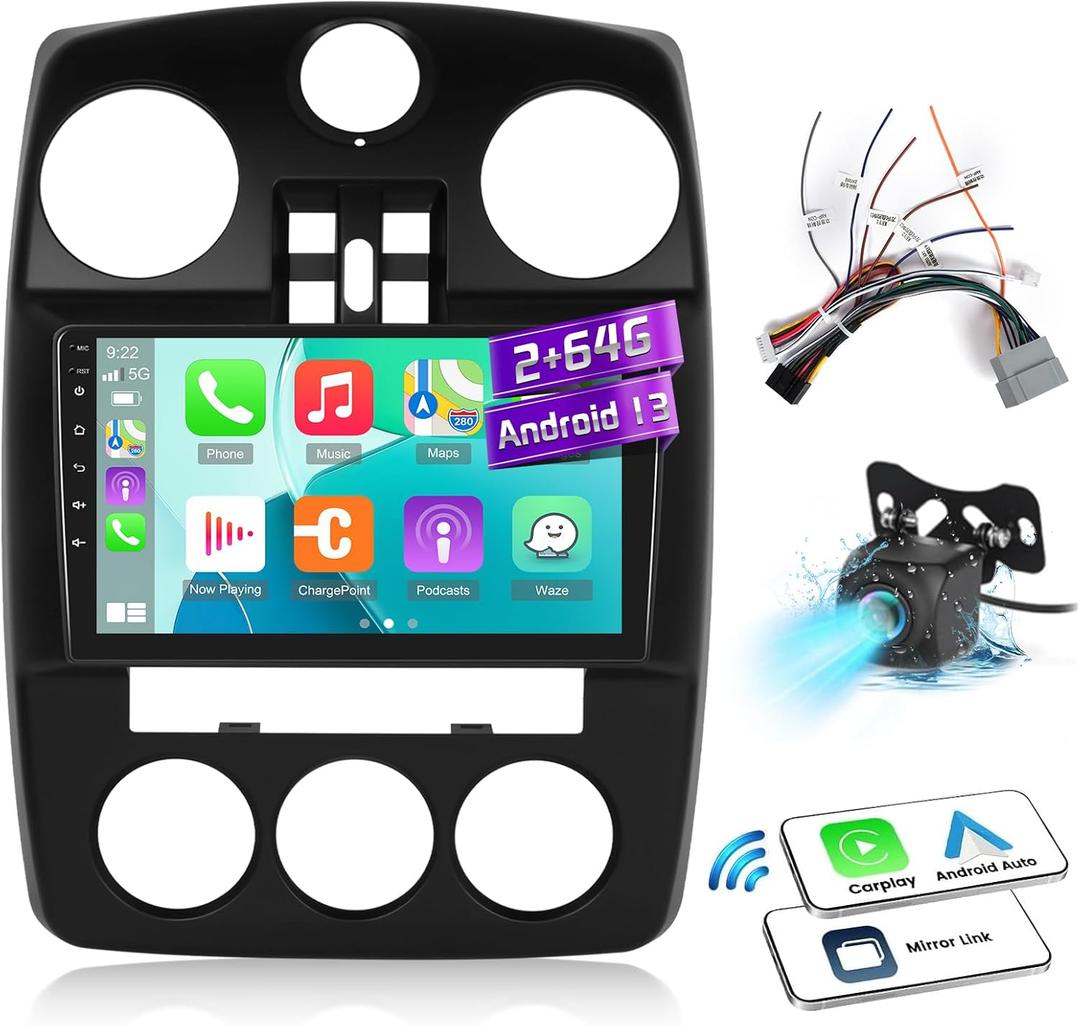 EKAT 9 inch Touch Screen Android Car Radio for Chrysler PT Cruiser 2006-2010 with CarPlay/Android Auto/HiFi Audio/1080P/Bluetooth/WiFi +AHD Backup Camera
