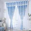 Amidoudou 1 Pair Double Layer Flower Curtains for Girls Room Living Room Pastoral Flowers and Leaf Embroidered Curtains for Bedroom (Beige,54x96 Inch) (54"W x 96"L (Pack of 2))