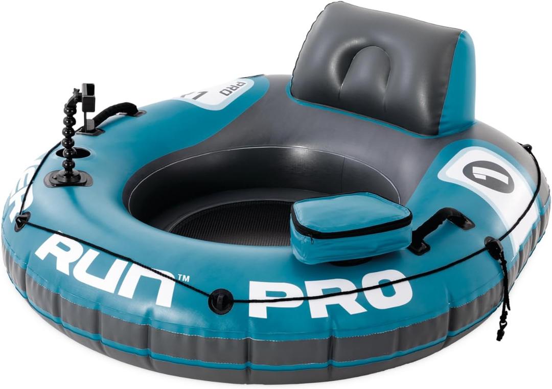 INTEX 56843EP River Run 1 Pro Inflatable Floating Lounge: GoPro/Phone Mount  Built-in Cup Holder and Storage Compartment  Durable Grab Handles  Easy-to-Use Connectors  220lb Weight Capacity (Teal)