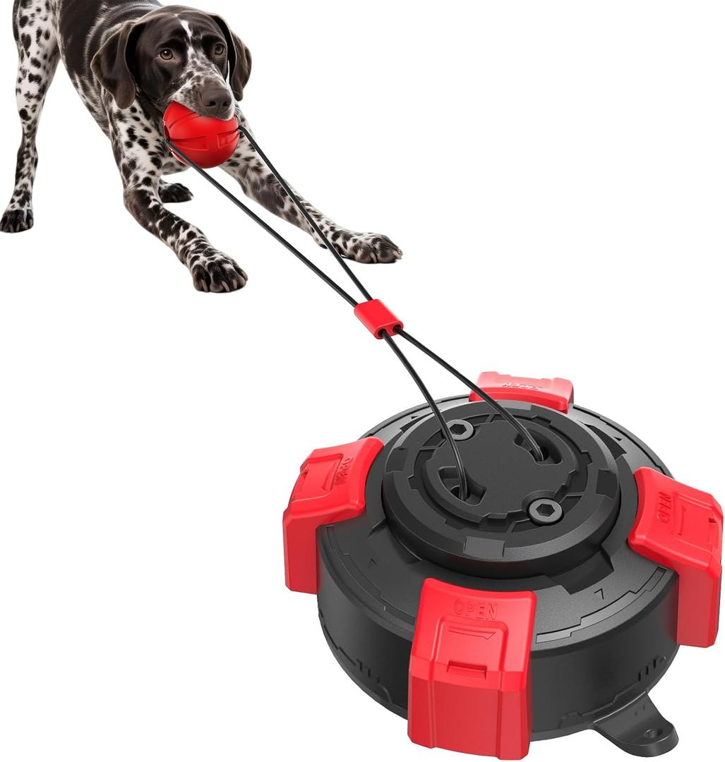 Upgraded Suction Cup Dog Toy, Interactive Tug of War Dog Ball, Durable Chew Toy for Aggressive Chewers, Teeth Cleaning & Boredom Relief Puzzle Toy for Small Medium Large Dogs(Red&Black)