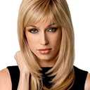 Auflaund Natural Ombre Blonde Straight Wigs Long Bob Straight Blonde Hair Wig with Side Bangs for Women + Wig Cap 21 Inch