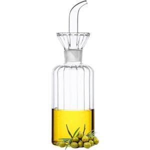 8oz/240ml Olive Oil Bottle Dispenser/Glass Cruet with DRIPLESS POUR SPOUT for Kitchen and BBQ