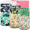 Leekalos Cloth Diapers Reusable for Boys and Girls, Baby Diaper Cloth with Inserts & Wet Bag One Size (Lily)