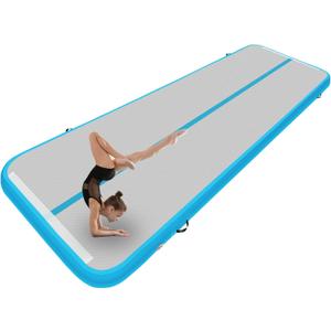 Inflatable Air Gymnastics Mat 10ft Tumbling Mat with Electric Pump 4.3ft Extra Wide 4 Inches Thich Tumble Track for Home Use/Training/Cheerleading/Yoga/Water (Blue)