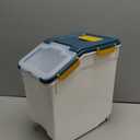 Large Flour Storage Container Bin 25Lb, 2Pack Airtight Rice Storage Containers with Wheels Seal Locking Lid, BPA Free with Measuring Cup&Scoop for Flour, Rice, Grain(Blue)