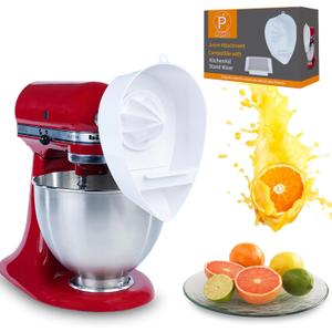 Juicer Attachment Compatible with KitchenAid Stand Mixer 3.5-8QT, Fits Most Tilt-Head & Bowl-Lift Models Including KSM150, KSM95, KSM3306, Citrus Juicer Accessory,Dishwasher Safe (White)