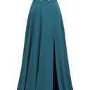 homdor Lace Appliques Chiffon Bridesmaid Dresses 2026 Long Beaded Prom Dress A Line Formal Gowns with Slit for Women Color: Peacock, Size 26