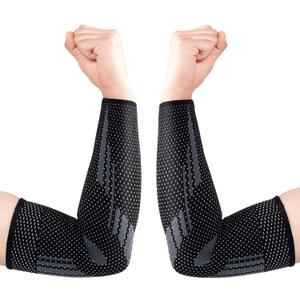 Thx4COPPER Arm Compression Sleeve (2 Pack) Elastic Compression Arm Brace for Tendonitis, Golf, Tennis Elbow, Fitness, Pain Relief- Aid in Recovery for Women and Men- Supportive Comfortable Breathable