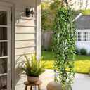 Artificial Hanging Plant 2 Pcs Faux Plant Ivy Vine Faux Eucalyptus Vines Fake Potted Greenery for Wall Living Room Home Shelf Office Bathroom Outdoor Indoor Decor (Type 1)
