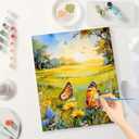 Butterfly Garden Paint by Numbers Kit for Adults - DIY Monarchs and Wildflowers in Field Painting on Canvas 16x20 Inches, Acrylic Paint Set, Suitable for Beginners, Art for Home Decoration or Gifts