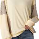 Dokotoo Oversized Crewneck Sweatshirt for Women Long Sleeve Soft Knit Tops Striped Contrast Tunic Shirts Fall Winter Clothes (M)