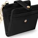 Jogjam Black Rfid Ladies Wallet, Small Slim Thin Compact Credit Card Women Wallet, PU Leather Bifold Cash Zipper Coin Pocket ID Window for Female