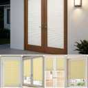 No Drill Cellular Shades for French Doors, Cordless Light Filtering Honeycomb Shades for Patio Door Privacy, Install with Adhesive Foam Tape OR Drillable Mount, 1 Pack, 24" W x 70" H, Beige