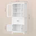53.1" Tall Bathroom Storage Cabinet with 6 Doors and Adjustable Shlef, Bathroom Organizers and Storage, Linen Cabinet, Cupboard for Living Room, Kitchen, Entryway, White