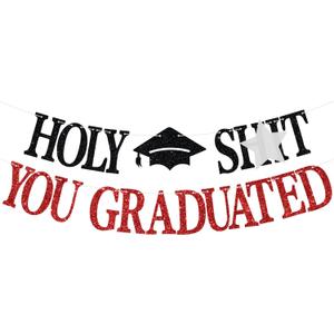 7 x Congrats Grad 2026 Banner, You Did It Hanging Decorations, Class of 2026 Graduation Party Decorations Supplies(Red)