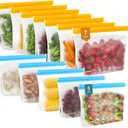 IDEATECH 12Pack Reusable Food Storage Bags Dishwasher Safe,Leakproof Gallon Freezer Bags, BPA Free Quart Sandwich Size Silicone Reusable Baggies for Marinate Meats,Travel(7Gallon 5Quart, Colored) (Multicolor)