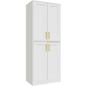 Storage Cabinet, Kitchen Pantry with Doors & Shelf, Tall Storage Cabinet for Bathroom, Living Room, Entryway,White
