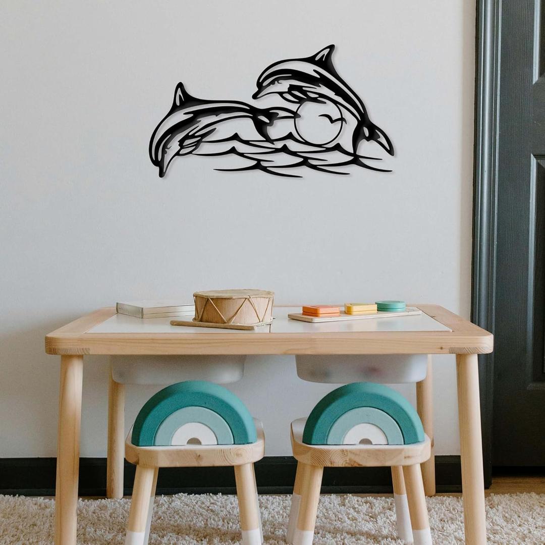 Xedatric Metal Dolphin Wall Art Fish Wall Decor, Stunning Coastal Elegance for Home Dcor, for Indoor & Outdoor (15.7 * 8.8 inch)