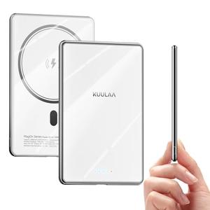 Kuulaa Magnetic Power Bank 5000mAh 0.27'' Ultra Slim Portable Charger Magsafe Battery Pack for iPhone Air/16 Pro Max/15/14/13/12 Mini, White